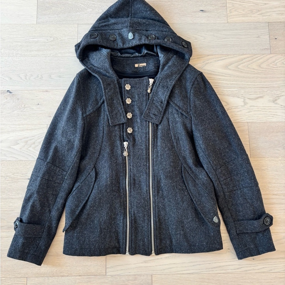 John Galliano Women’s Double Zip Wool Hooded Jacket